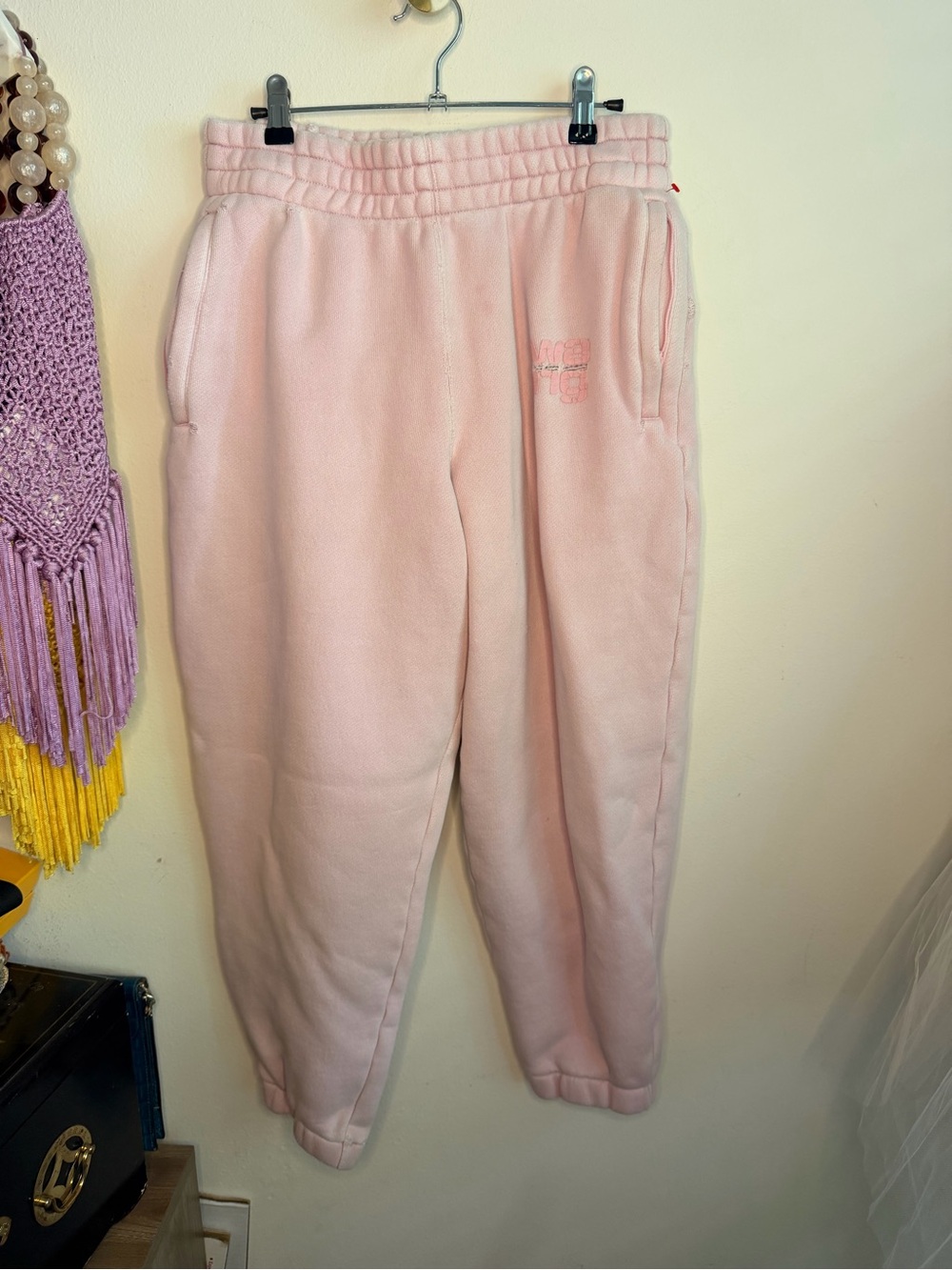 Alexander Wang .T Cozy Pink Fleece distressed jogger Sweatpants